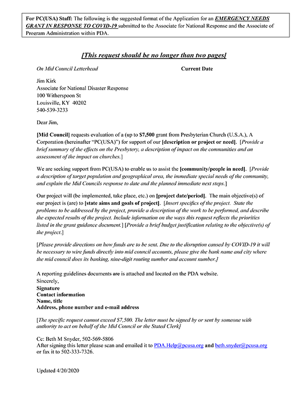 COVID-19-Emergency-Initial Assistance Grant Application 2020