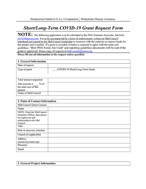 COVID-19 Short-Long-Term Recovery Grant Request Form