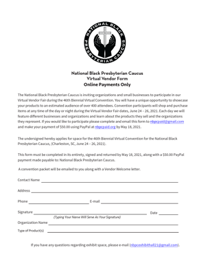 NBPC 2021 Convention Vendor Form